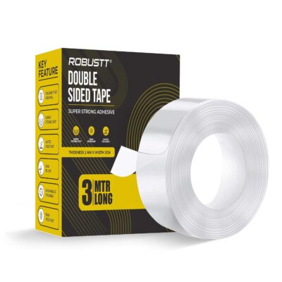 Robustt Double Sided Tape (Pack of 1) 3m x 3 Cm, Heavy Duty, Transparent IVY Grip Tape, Removable Traceless Mounting Best Suited for Wall Tape, Kitchen, Home Dcor & DIY