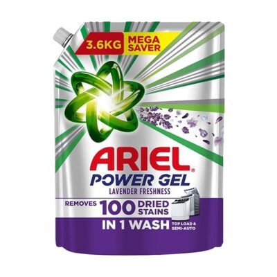 Ariel Power Gel Liquid Detergent for Top Load & Semi Auto – 3.6kg with Lavender Fragrance | Removes 100 Dried Stains in 1 Wash | Faster Dissolving | Color Protection | At the price of Powders