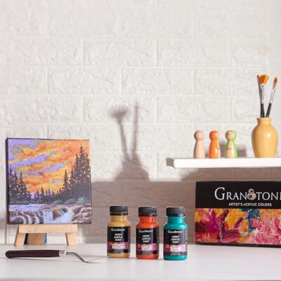 GRANOTONE Artist's Acrylic Paint Set (16 Colors) Water Based Pastels Non-Toxic Fast Drying Acrylic Craft Paints, Ideal for Pro Artists Beginners Hobby Painters & Kids 50 ml Each, Multicolor