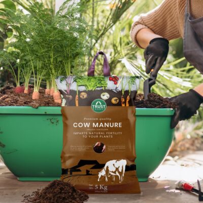 Trust Basket Cow Dung Manure 5kg | 100% Natural Organic Fertilizer for Plants | Nutrient-Rich Compost with Microbial Bio-Stimulants | Improves Plant Health, Water Retention & Soil Fertility