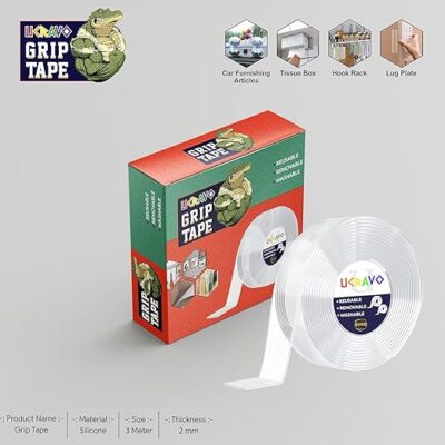 UCRAVO Double Sided Tape Heavy Duty - Multipurpose Removable Traceless Mounting Adhesive Tape for Walls, Washable Reusable Strong Sticky Strips Grip Tape