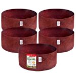 Casa De Amor 350 GSM Geo Fabric Round Plant Grow Bag for Gardening (Maroon) (12x6, Pack of 5)