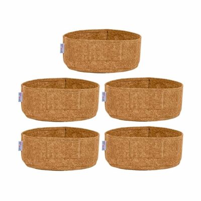 Felt Plant Grow Bag for Gardening, 400 GSM | Round Shape, Sustainable Grow Bags for Plants | Lightweight, Durable & Easy to Carry | Ideal for Indoor & Outdoor Use (5, 12X5 Beige)