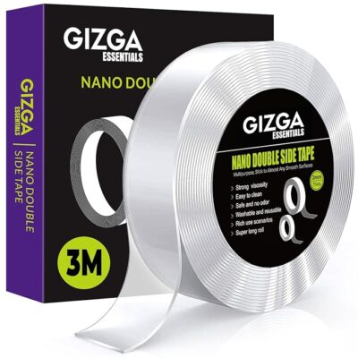 GIZGA essentials Nano Double Sided Tape, Multipurpose Super Sticky Gel Grip Mounting Tape, Washable, Reusable, No Residue, for Home & Office, 2mm thick, 1.2 Inch Wide, Transparent | 3 Meter