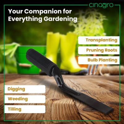 Cinagro Gardening Khurpi 1-inch Metal Blade, Tools for Soil Tilling, Rust-Free Khurpi for Garden, Plant Tool for Digging in Garden, for Indoor Gardens and Small Planters (Black)