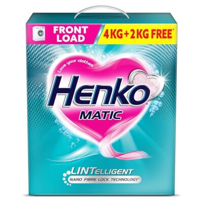 Henko Matic Front Load Detergent Powder 4KG + 2KG | intelligent Nano Fiber Lock Technology, Removes Toughest Stains from Your Clothes, Locking Fibers & Color Intact