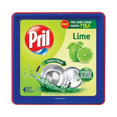 Pril Dishwash Tub 500gm | Dish Cleaner with Goodness of Lime | Removes Tough Stains and Malodour | With the Power of Active Boosters | Leaves No Residue, Grease Cleaner for All Utensils