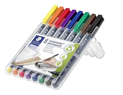 Staedtler Lumocolor 318 Fine 0.6MM Line Permanent Pen, 8 Shades (Black)