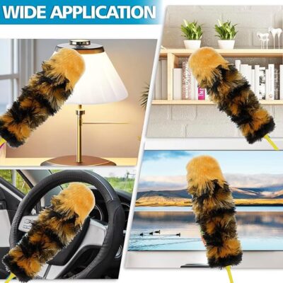 Voir Magic Fiber Static Feather Duster for Dusting, Home Cleaning, Ceiling Fans, High Surfaces, Car Dashboard Cleaner and Multipurpose Use Billy Duster Black and Orange (Pack of 1)