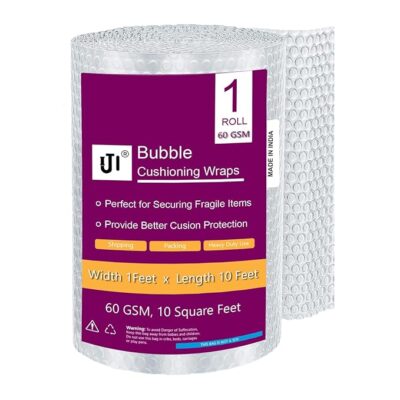 IJI Heavy-Duty 60 GSM Thickness 1 ft x 10 ft Bubble Wrap Roll Perfect for Shipping, Moving, and Storage Needs, Cushioning Material