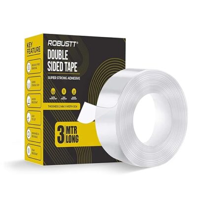 Robustt Double Sided Tape (Pack of 1) 3m x 3 Cm, Heavy Duty, Transparent IVY Grip Tape, Removable Traceless Mounting Best Suited for Wall Tape, Kitchen, Home Decor & DIY