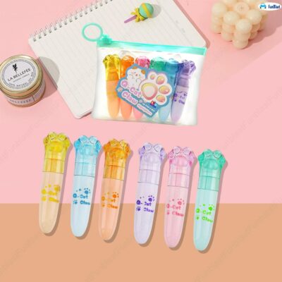 FunBlast Highlighter Pens - Cute Kawaii 6 Colors Highlighter Pen Set, Aesthetic Highlighters, Chisel Tip Book Marker, Pastel Colors Chisel Tip Marker Pens - Multicolor