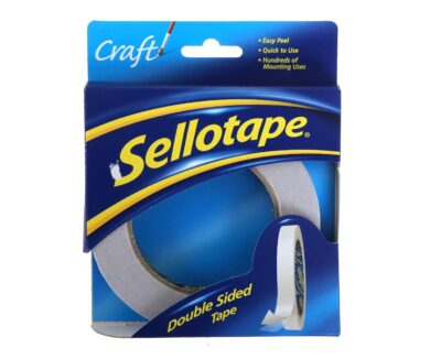 Sellotape Double Sided Tape, Strong Double Sided Tape for Everyday Use, Mounting, Arts & Crafts, Easy to Use Double Sided Sticky Tape with Solid Grip & Easy Peel, 12mm*33m, Clear