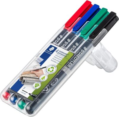 Staedtler Lumocolor 318 Fine Line Permanent Pen - Multicolor Body, Multicolor Ink, Pack Of 4