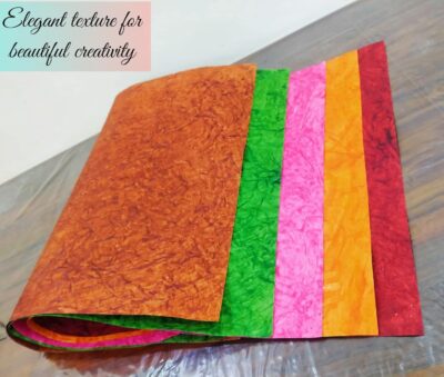 FIRST CLICK Handmade Paper Crushed 5 Colored Sheets Chart Papers Sheet Big Size Self Made 320 GSM Pack of 5 Sheets Full Size: 56.5 x 78 cm