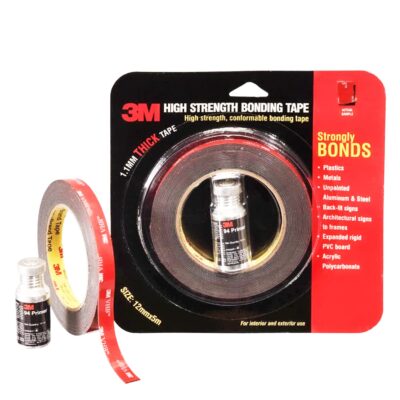 3M IA120100531 Hi Strength Bond Tape (12 mm x 5 m 1 Roll + Primer), black