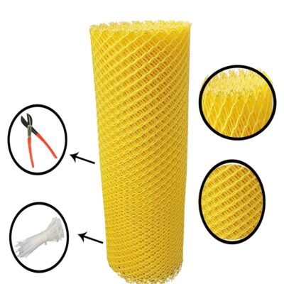 Tree Guard Net, Garden Fencing Net Virgin Plastic with 1 Cutter and 50 PVC Tags (Yellow, 4 ft x 5 ft)