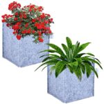 ORILEY Grow Bags 500 GSM 4x4x4 inch Heavy Duty Geo Fabric Non-Woven Plants Flower Growing Bag Floor Standing Mount Type for Home Garden Balcony Nursery (Grey, Square, Pack of 2)