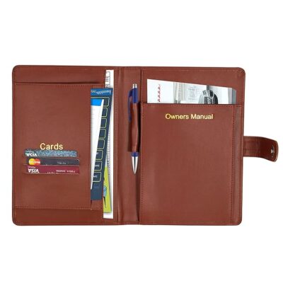 Storite Car Document Holder Owner Manual, Durable Leather Vehicle Registration & Insurance Insurance Card, Driving Licence, RC Book Organizer with Multiple Pockets (Brown, 25 cm x 18.5cm x 36.5 cm)