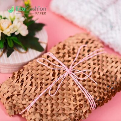 Eco Cushion® Paper Bubble Wrap | 100M x 12" Roll | Brown | Ecofriendly bubble wrap | Expandable upto 150M | Honeycomb design