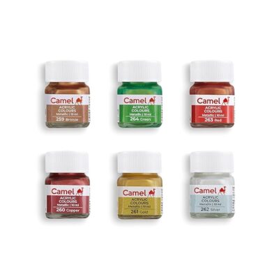Camel Fabrica Acrylic Metallic Color - 10ml each, 6 Shades