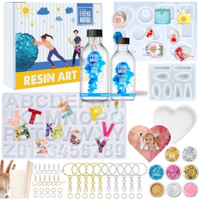 EVENS MORE Alphabet Keychain Number Making With Hole Mould For Resin Art With Glitter,Multicolor