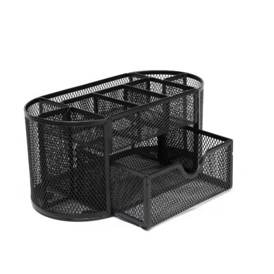 Metal Mesh Desk Organizer|Durable Office Supplies Caddy with Drawer for Home & Office|Desktop Organizer & Décor|Black, Drawer Organizers