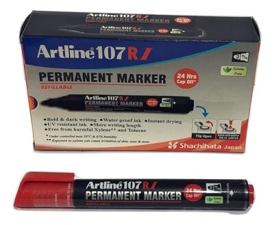 Artline PERMANENT MARKER EK 107 RI RED- PK 10 (Set of 10, Red)