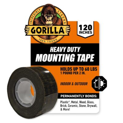 Gorilla Heavy Duty, Extra Long Double Sided Mounting Tape, 1" x 120", Black, (Pack of 1)