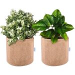 ORILEY Non-Woven Fabric Grow Bags UV Treated Gardening Pots Terrace Indoor Outdoor Home Balcony Nursery Leafy Vegetable Fruits & Flower (Beige, Round, 300 GSM 4 x 4-inch Pack of 2)