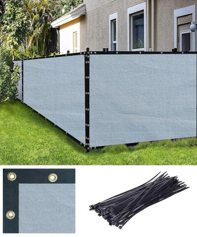 FREDDO-Privacy Screen Fence Heavy Duty Shade Net with Polyester Band, Brass Eyelets & Tie Cords (Grey Color, 5 ft 8 in X 50 ft)
