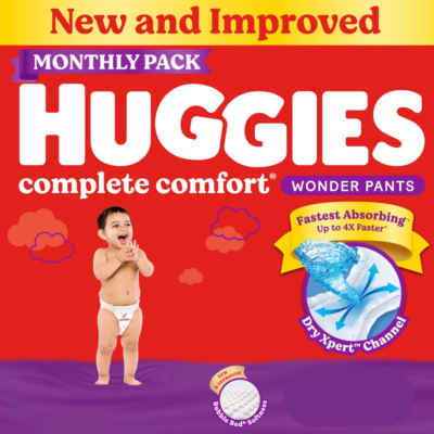 Huggies Complete Comfort Wonder Pants | Pant Style Baby Diapers Medium Size, 100 Count | India's Fastest Absorbing Diaper, Prevents Diaper Rash, Ideal for 7 to 12 Kgs (50 Count, Pack of 2)