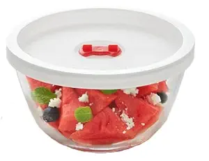 Borosil 1.5 L Round Serving & Mixing Bowl with Lid | Made in India Borosilicate Glass Bowl for Kitchen & Dinning | Bowl for Mixing Dough, Salad, Batter | Microwave & Dishwasher Safe | Transparent