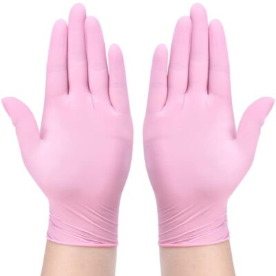 Powder Free Nitrile Hand Gloves Food Grade, Non-Tear able, CE & FDA Approved (Box of 100), Made in Malaysia (Small) Pink