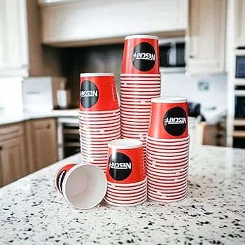 Disposable Tea and Coffee Paper Cups, 140 ml, Multicolor, Pack (100 PCS)
