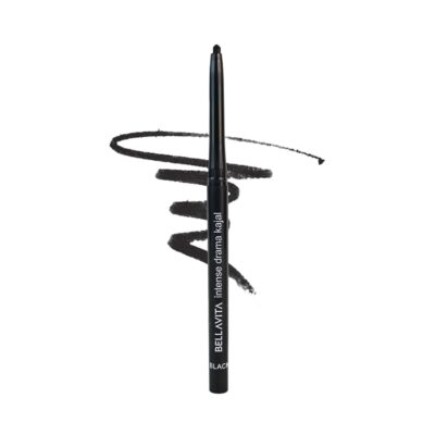 BELLAVITA Intense Drama Kajal, Black, Intense Pigment, Smudge-Proof, Long Lasting, Enriched with Vitamin E & Almond Oil, Glossy, 0.3 g