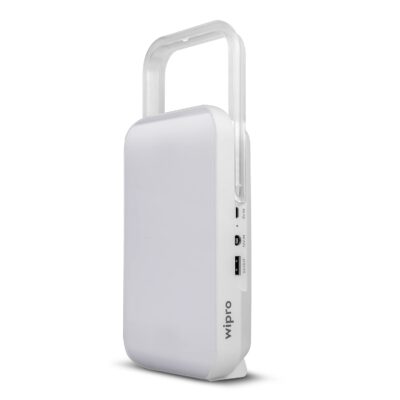 wipro Safari Emergency Rechargeable Led Lantern with 7200 Mah Battery | 122 Individual Led Lights | Brightness Control Feature | in- Built Mobile Charging Point|15 Watt (Pack of 1) White