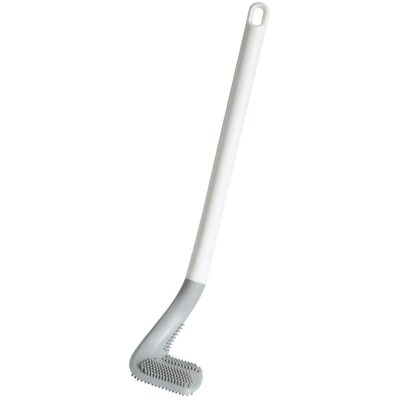 Hockey Shape Silicone Toilet Brush (Grey, Pack 1) | Flexible Deep Cleaning Head | Corner & Under Rim Scrubber for Western & Indian Commode