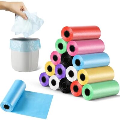 Small Garbage Bags for Car & Mini Dustbin, 120 Pcs Multicolor Disposable Trash Bags, 22x30 cm Leakproof & Durable Waste Bags for Home Office Bathroom Bin – 8 Rolls