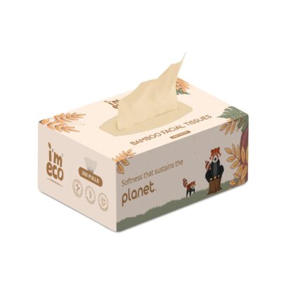 IMECO Bamboo Facial Tissue 200 Pulls | Pack of 1 X 200 Pulls | 2-Ply Biodegradable Soft Tissue Paper | Disposable | Highly Absorbent & Eco Friendly