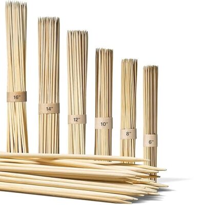 [Pack of 120 Sticks, 12 inch, 3mm] Barbeque Skewers Sticks | Bamboo BBQ Skewer Sticks | Perfect for Grilling, Roasting & Party Treats | Ideal for Parties & Camping