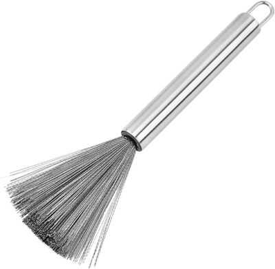 Pan Scrubber, Wok Brush, Pot Scrubber, Dishes Scrub Brush, Steel Scrubbers for Cleaning Dishes, Steel Wool Scrubber with Handle, Steel Scrubber, Steel Scrubber Brush (Kitchen Brush) (1)