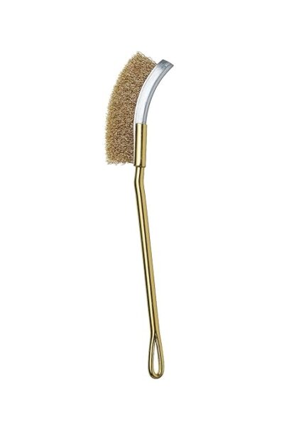 Heavy-Duty Brass Wire Brush with Curved Handle – Rust & Paint Remover, Cleaning Brush with Hangable Loop