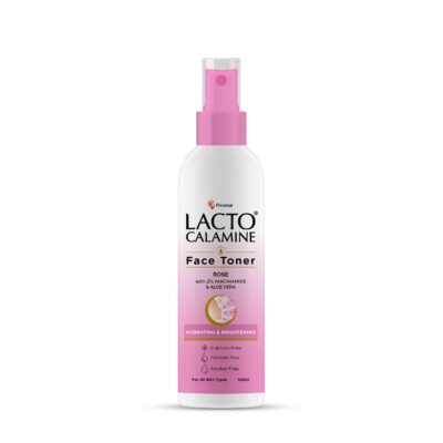 Lacto Calamine Rose Water Toner For Glowing Skin | 120ml | Gulab Jal Face Toner | Rosewater with Aloe Vera & 2% Niacinamide | Cleanses, Hydrates & Moisturises Skin | No Sulphate, Alcohol, & Parabens