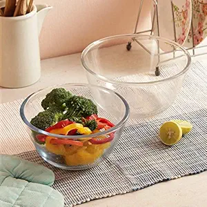 Femora Borosilicate Glass Microwave Safe All-Purpose Mixing Bowls,1050 ML, 2100 ML, Set of 2