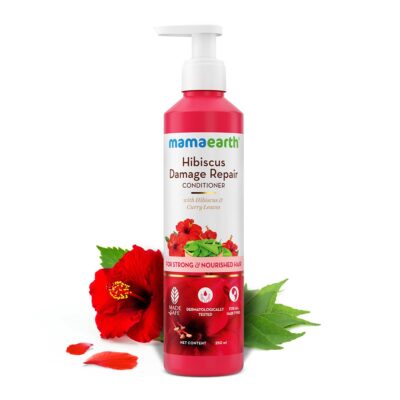 Mamaearth Hibiscus Damage Repair Conditioner With Hibiscus & Curry Leaves For Strong & Nourished Hair- 250 Millilitre | For Dry & Frizzy Hair | To Smoothen, Suitable For All Hair Types