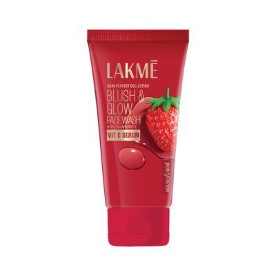 Lakme Blush & Glow Exfoliating Face Wash with Vitamin C Serum, Hydrating and Gentle Facewash with Strawberry Fruit Extracts, 100gm