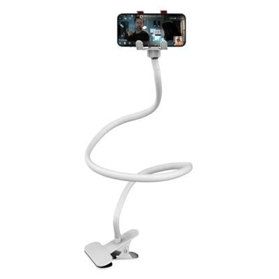 SWAPKART SWAPKART Flexible Mobile Tabletop Stand, Metal Built -for Video, Heavy Duty Foldable Lazy Bracket Clip Mount, Multi Angle Clamp for All Smartphones (White)