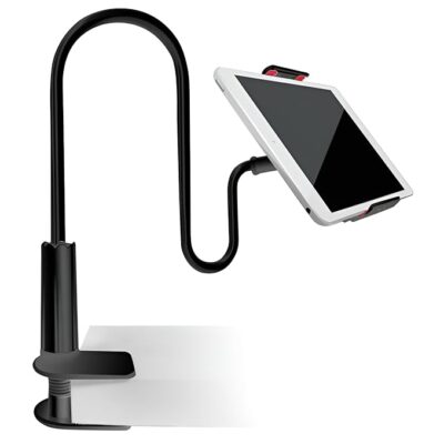 Like Star® Universal Flexible Long Arm Metal Lazy Mobile Holder Stand for Desk, Bed, and Table – 360° Adjustable Clip Mount Compatible with All Smartphones – Strong Grip & Durable Design (Black)