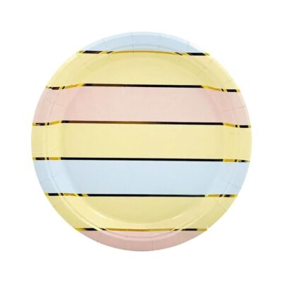 Wanna Party Pastel Happy Birthday Paper Plates,Rainbow Dessert Plates,7inch-10pcs,Colorful Paper Plates for Decorations